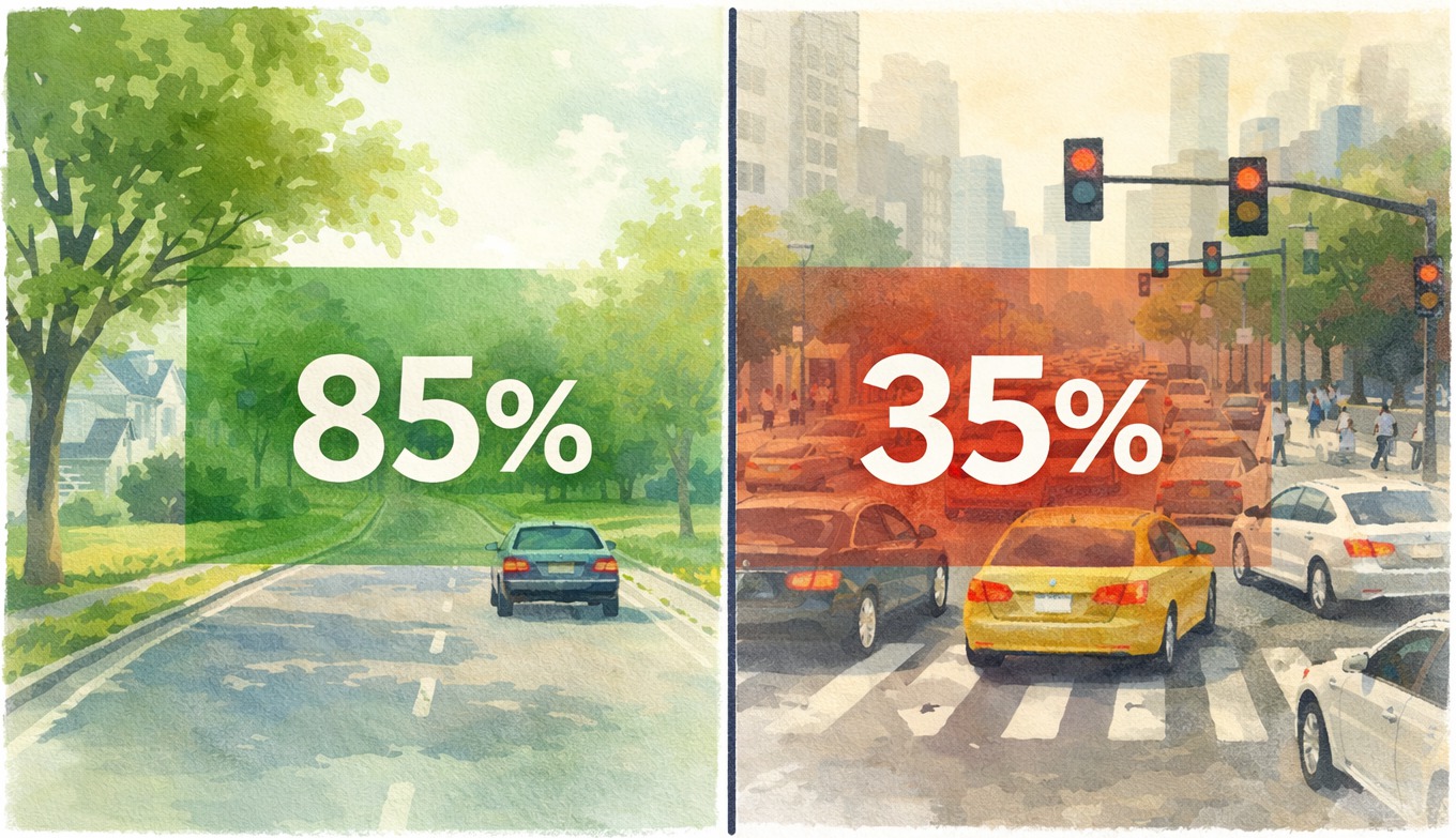 Rural vs urban driving test pass rates compared
