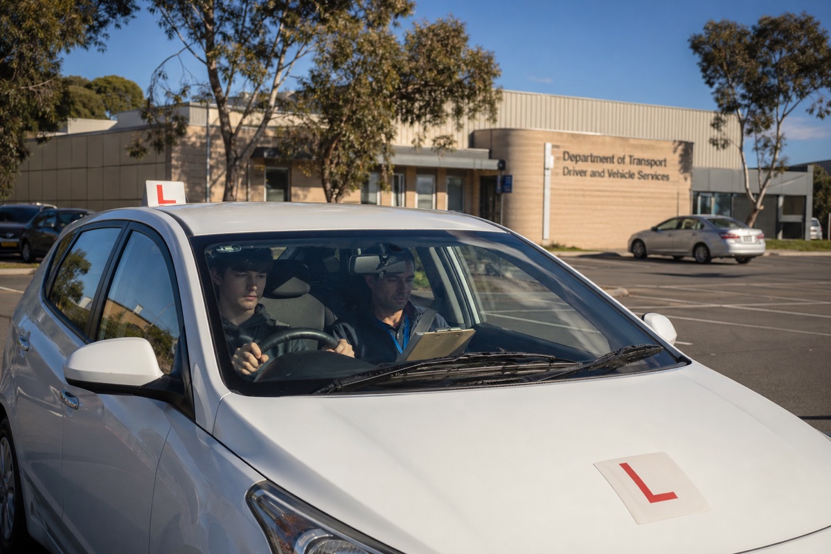 Learner driver at a WA driving test centre