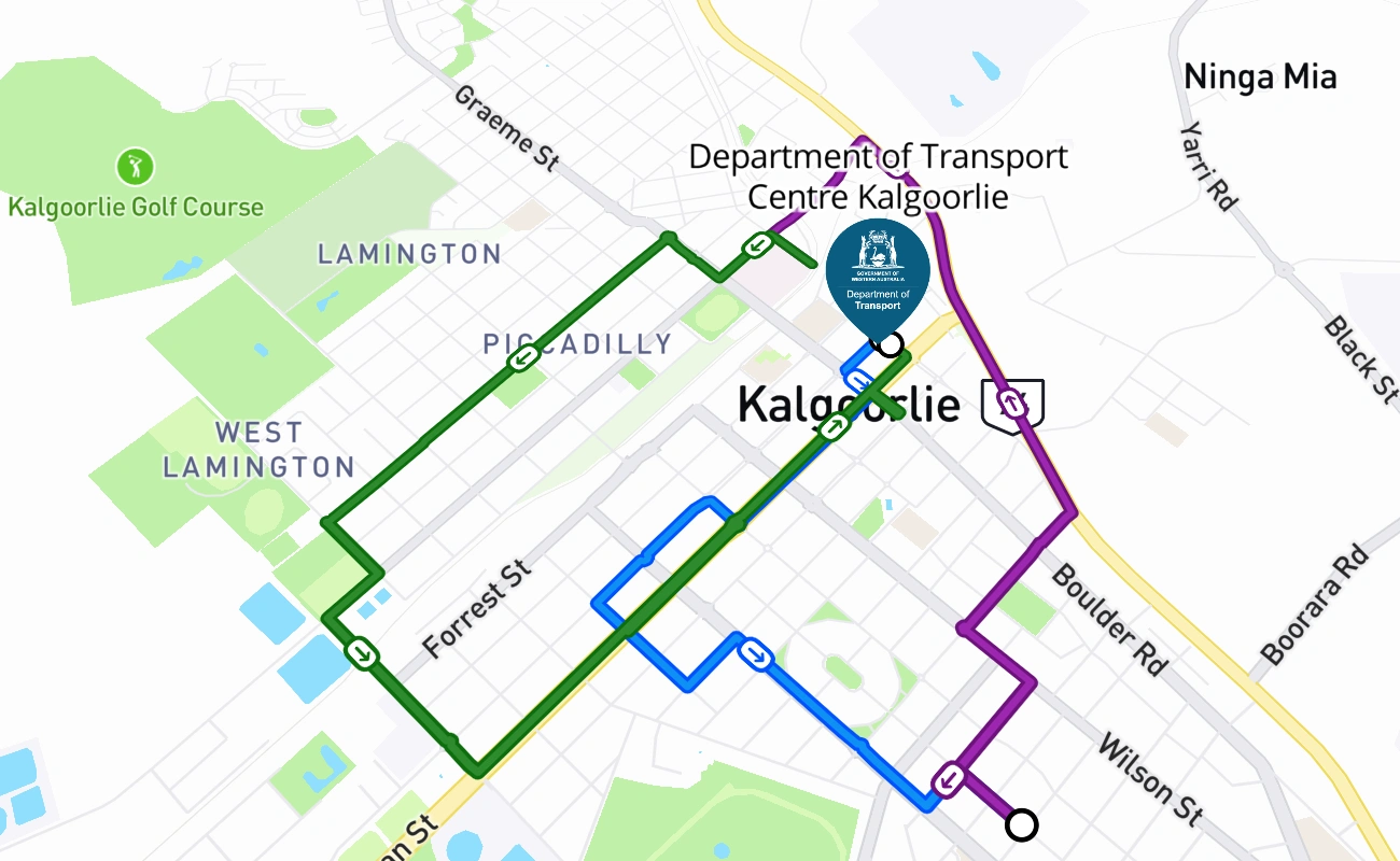 Department of Transport Centre Kalgoorlie 驾考路线 #249 地图 - WA 澳大利亚