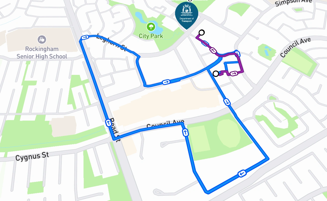 Driver and Vehicle Services Centre Rockingham 驾考路线 #259 地图 - WA 澳大利亚