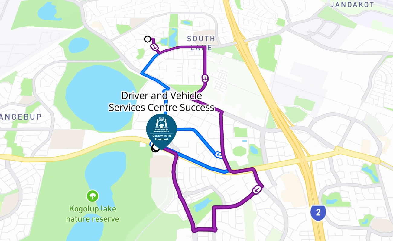 Driver and Vehicle Services Centre Success 驾考路线 #2698 地图 - WA 澳大利亚