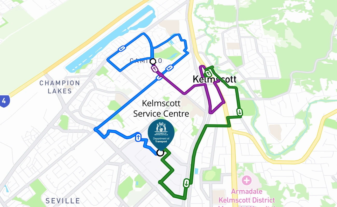 Kelmscott Service Centre 驾考路线 #808 地图 - WA 澳大利亚