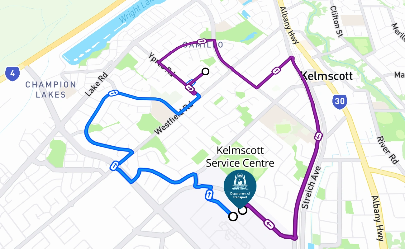Kelmscott Service Centre 驾考路线 #2770 地图 - WA 澳大利亚