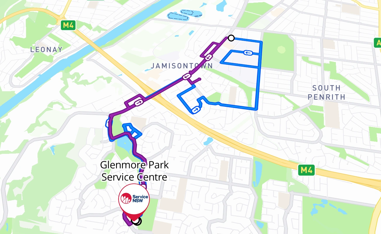Glenmore Park Service Centre 驾考路线 #1156 地图 - NSW 澳大利亚