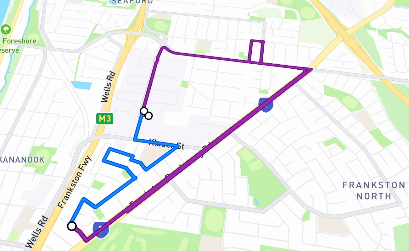 Frankston Customer Service Centre 驾考路线 #175 地图 - VIC 澳大利亚