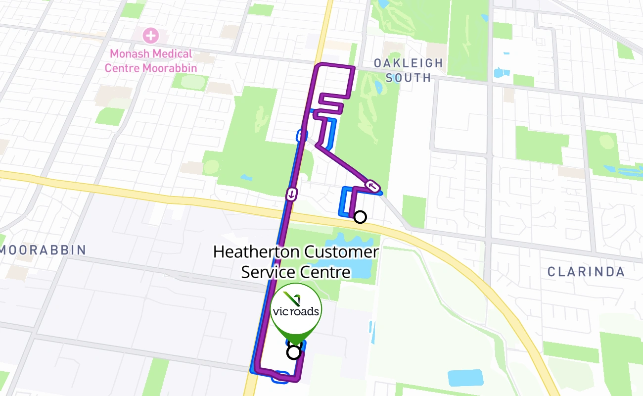 Heatherton Customer Service Centre 驾考路线 #3 地图 - VIC 澳大利亚