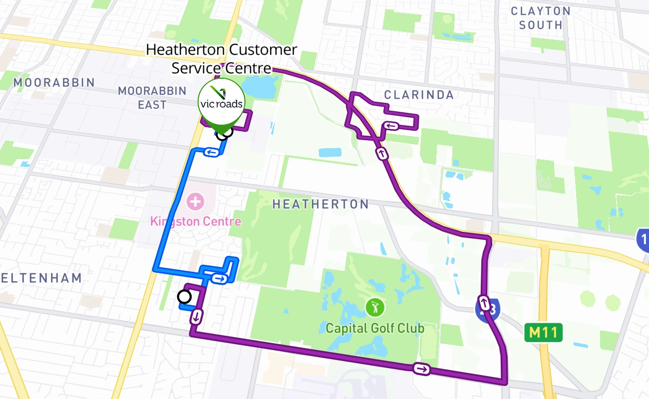 Heatherton Customer Service Centre 驾考路线 #2 地图 - VIC 澳大利亚