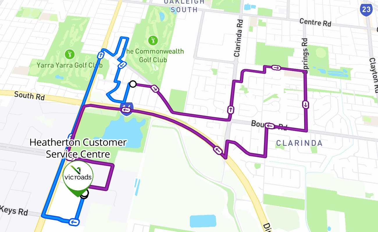 Heatherton Customer Service Centre 驾考路线 #123 地图 - VIC 澳大利亚