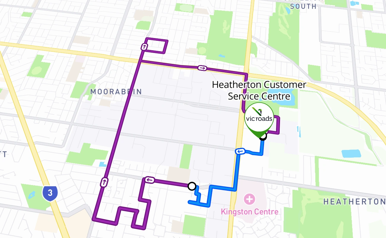 Heatherton Customer Service Centre 驾考路线 #122 地图 - VIC 澳大利亚