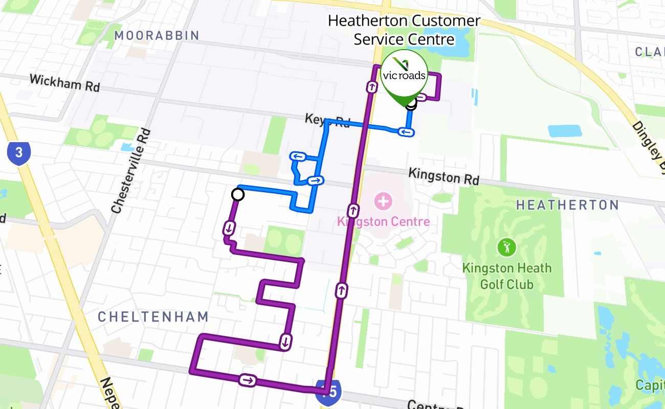 Heatherton Customer Service Centre 驾考路线 #120 地图 - VIC 澳大利亚