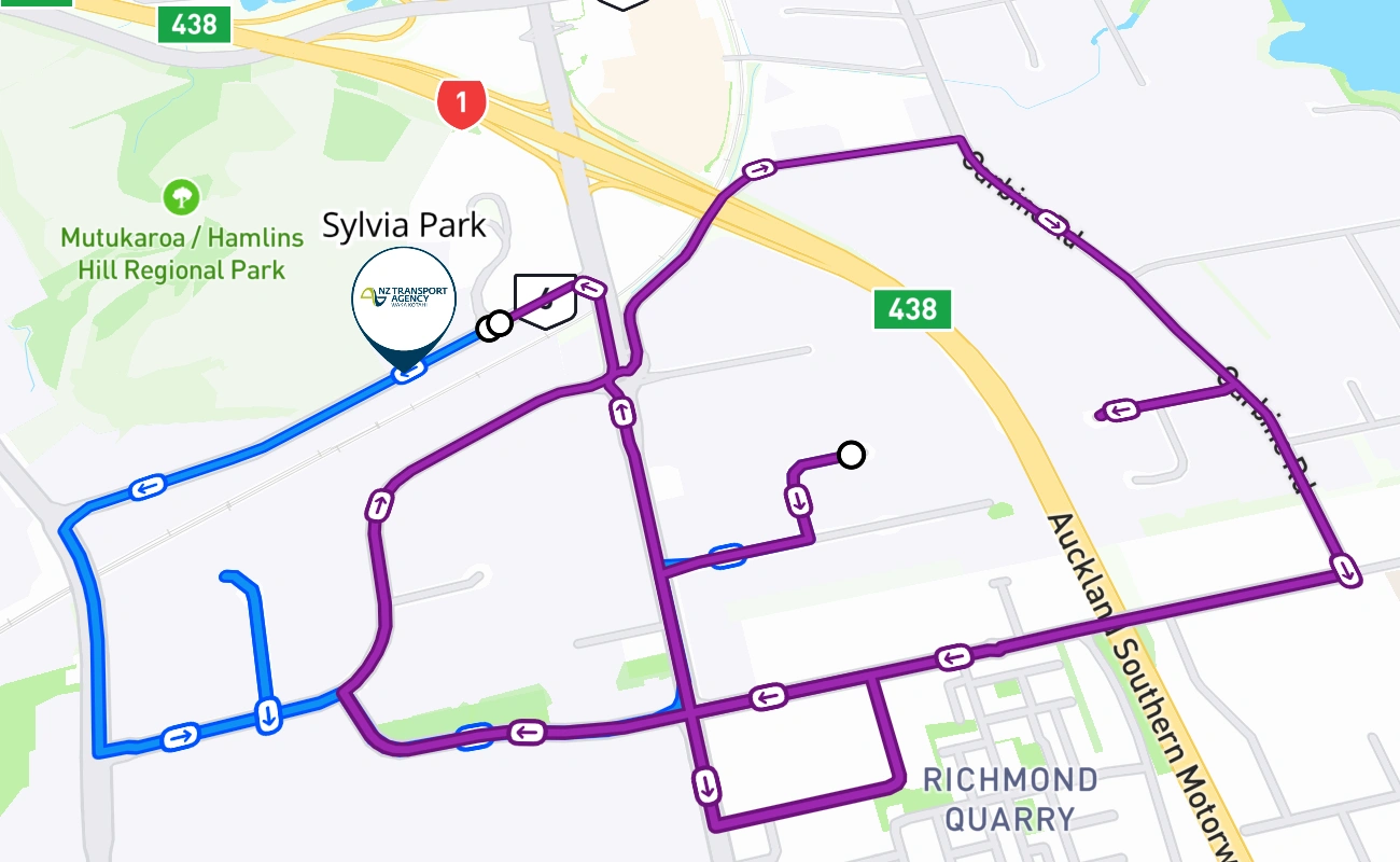 Sylvia Park 驾考路线 #302 地图 - AUK 新西兰