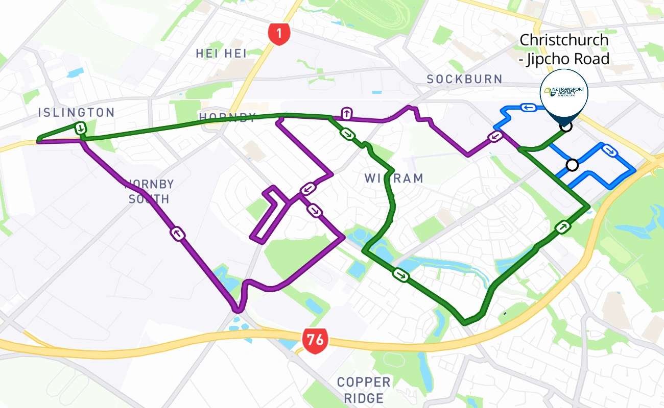 Christchurch - Jipcho Road 驾考路线 #277 地图 - CAN 新西兰