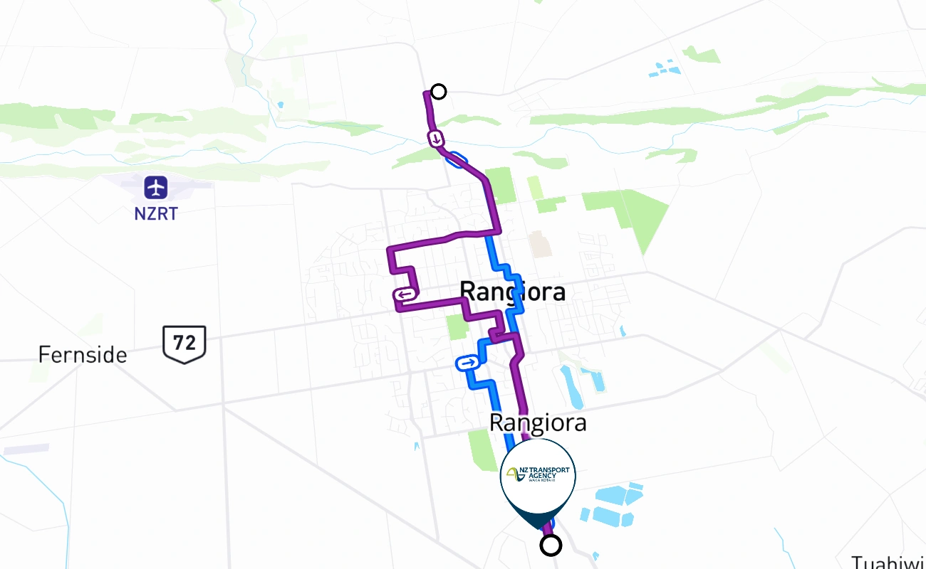 Rangiora 驾考路线 #289 地图 - CAN 新西兰