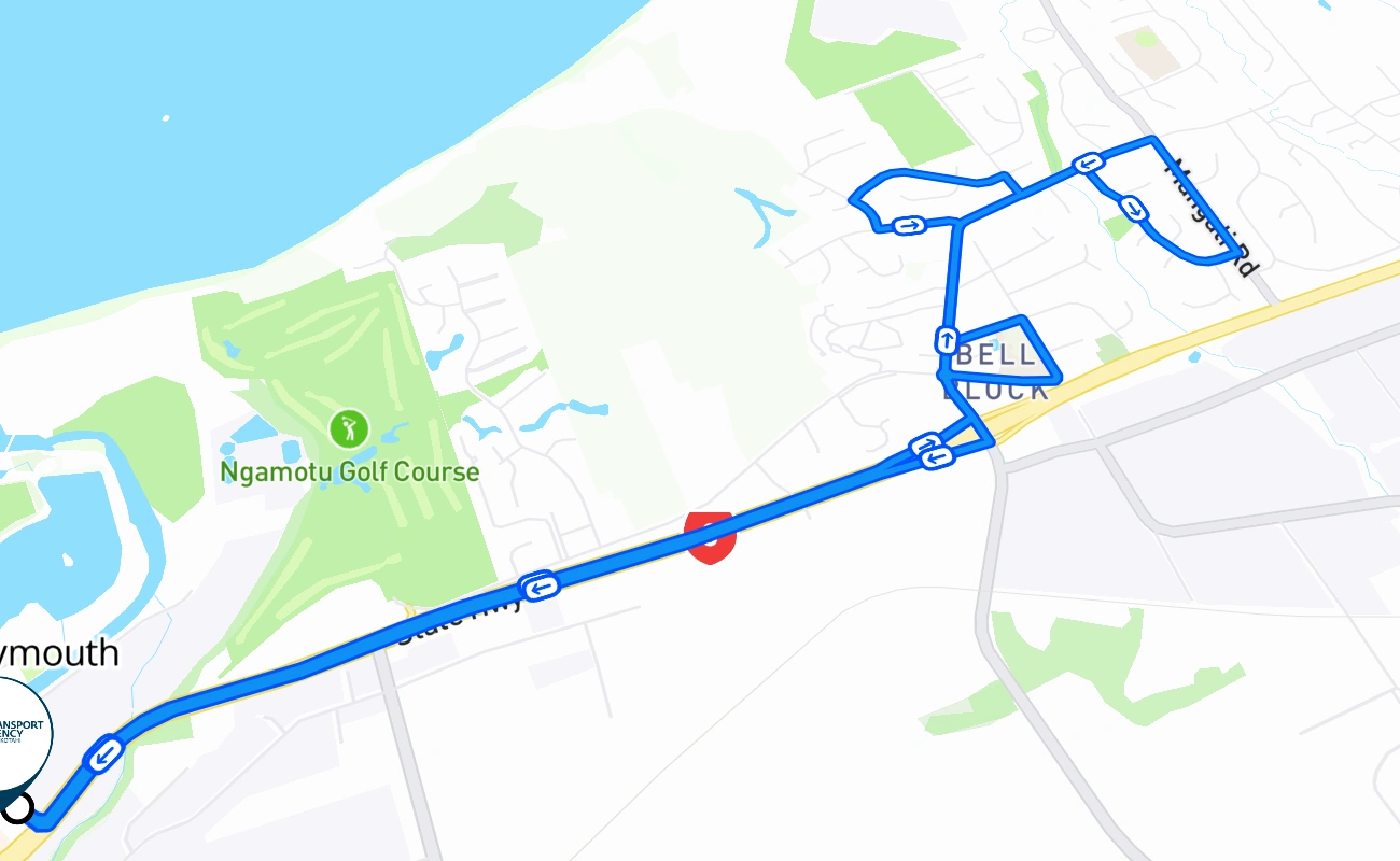 New Plymouth 驾考路线 #2133 地图 - TKI 新西兰