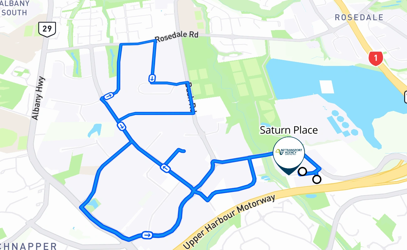 Saturn Place 驾考路线 #292 地图 - NTL 新西兰