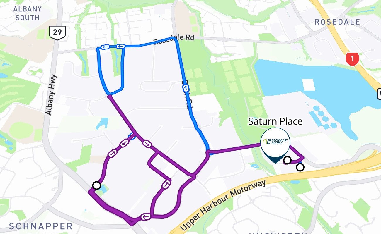 Saturn Place 驾考路线 #293 地图 - NTL 新西兰