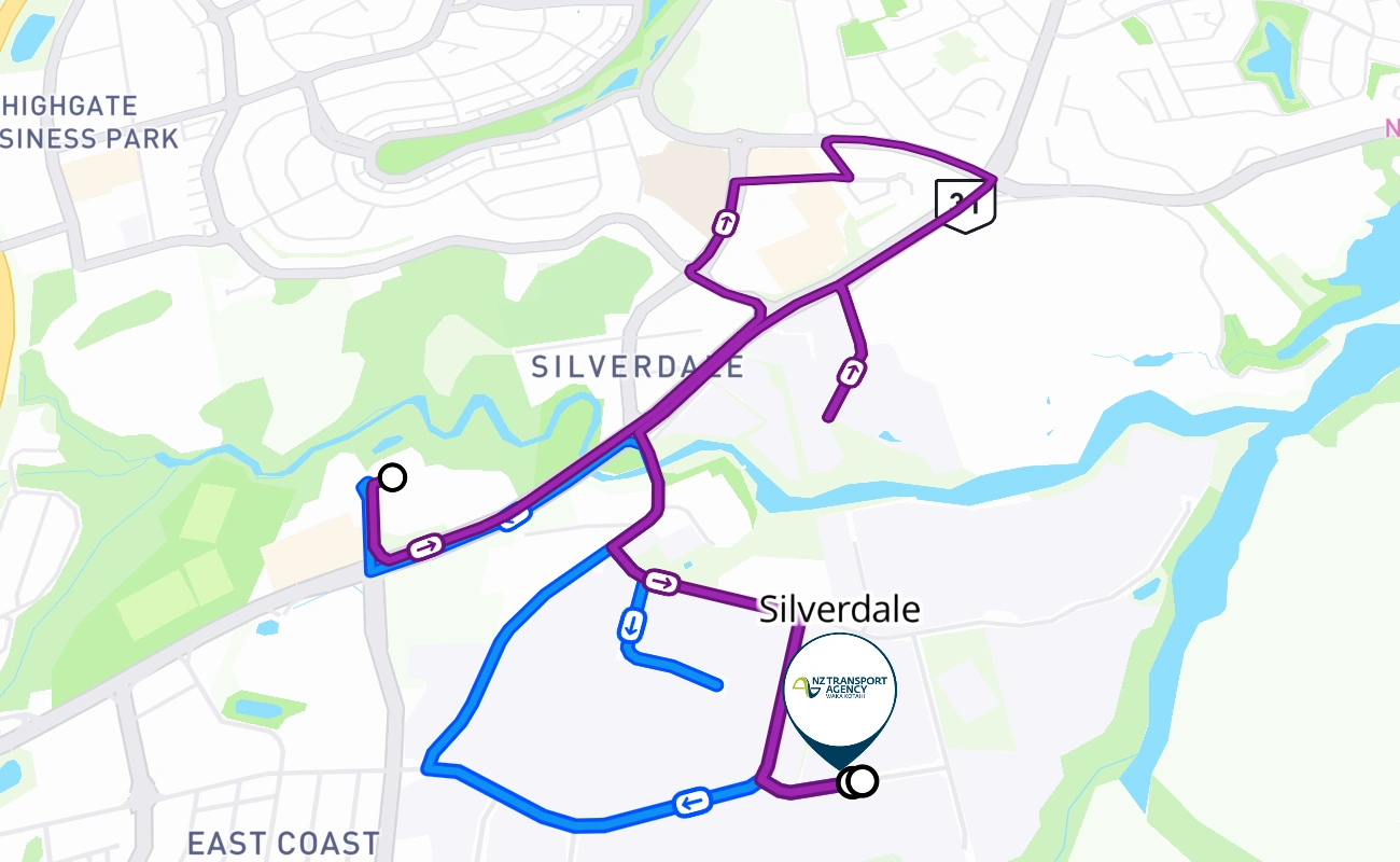 Silverdale 驾考路线 #286 地图 - NTL 新西兰