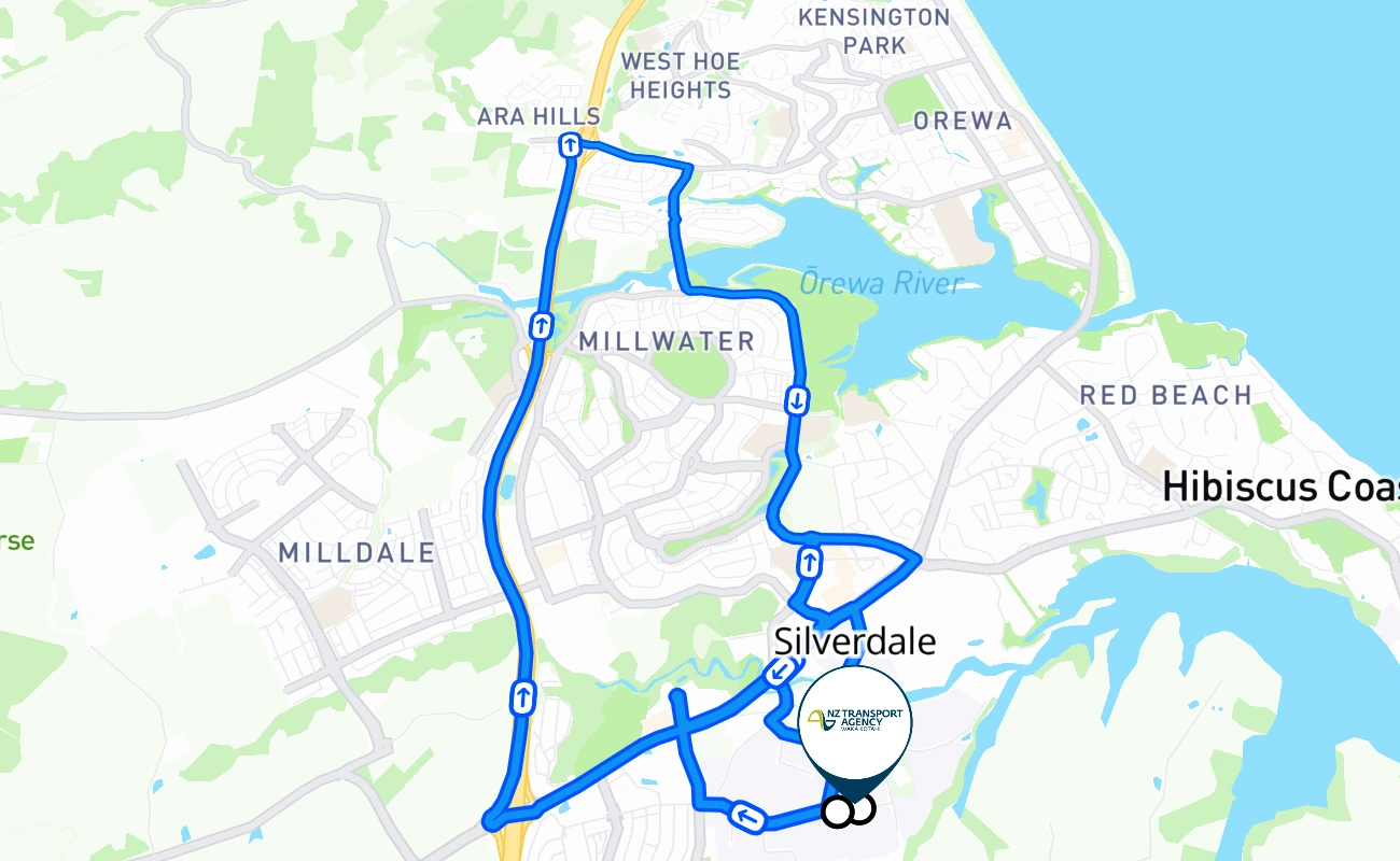 Silverdale 驾考路线 #316 地图 - NTL 新西兰