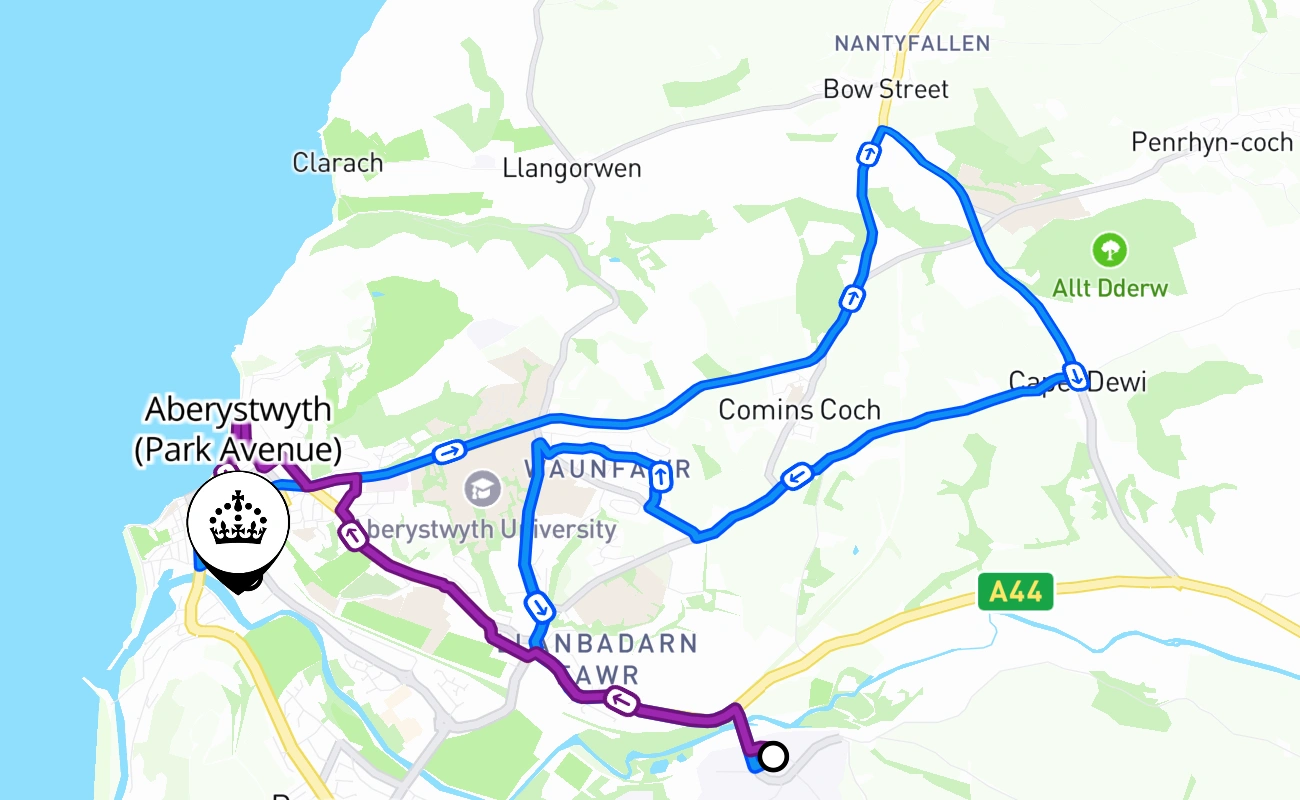Aberystwyth (Park Avenue) driving test route #2760 map - WLS United Kingdom
