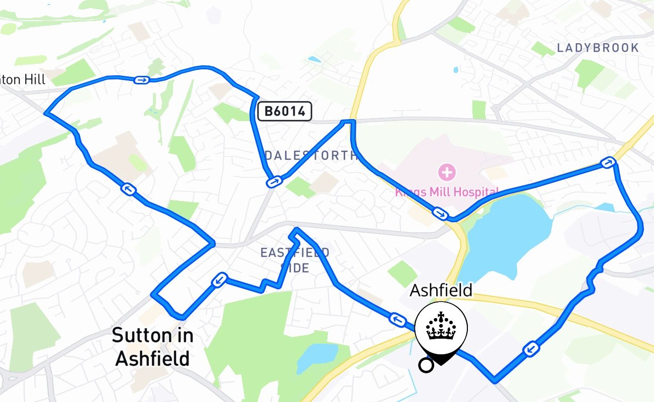Ashfield 驾考路线 #327 地图 - ENG 英国