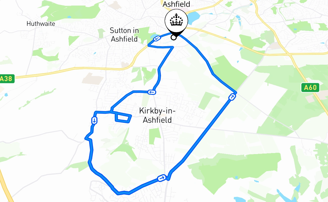Ashfield 驾考路线 #328 地图 - ENG 英国
