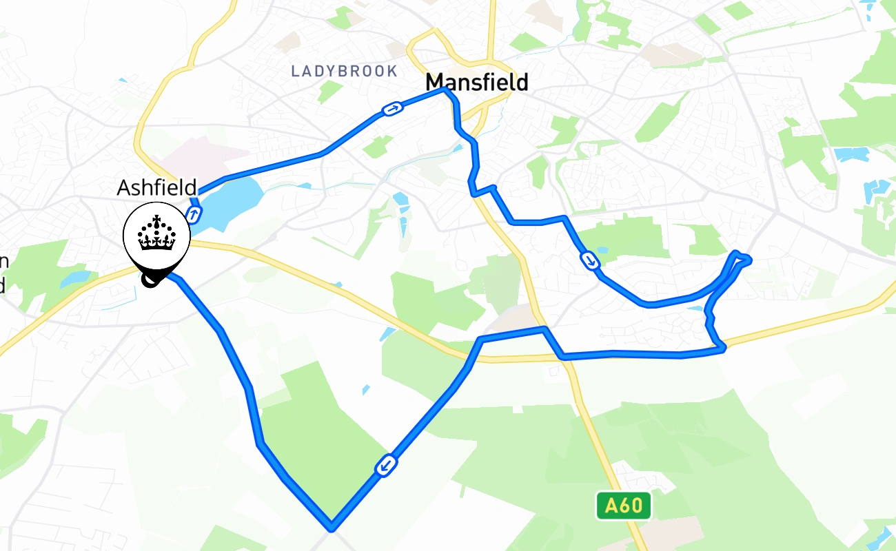 Ashfield 驾考路线 #329 地图 - ENG 英国