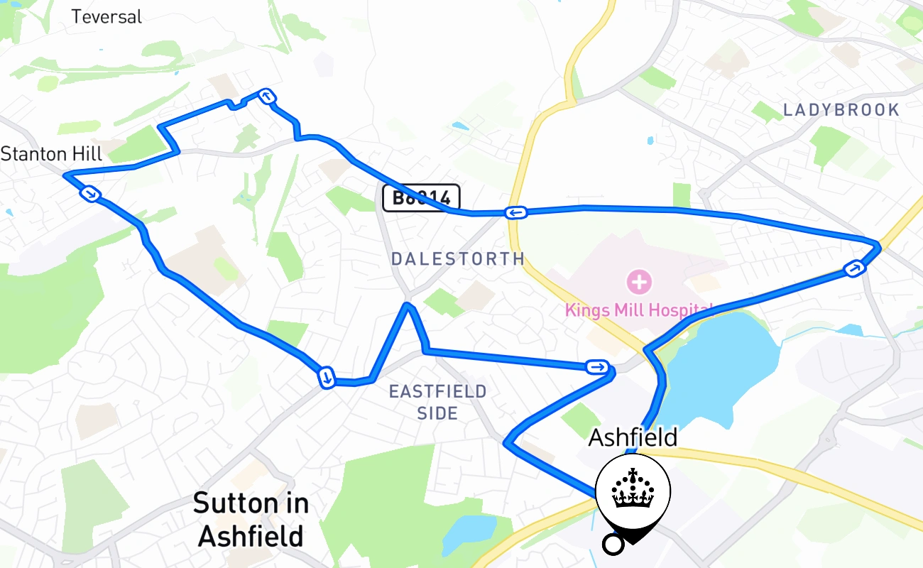 Ashfield 驾考路线 #331 地图 - ENG 英国