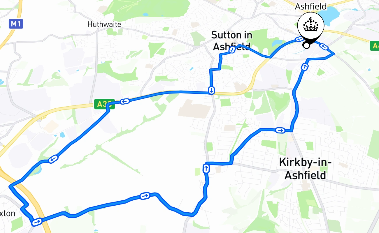 Ashfield 驾考路线 #332 地图 - ENG 英国