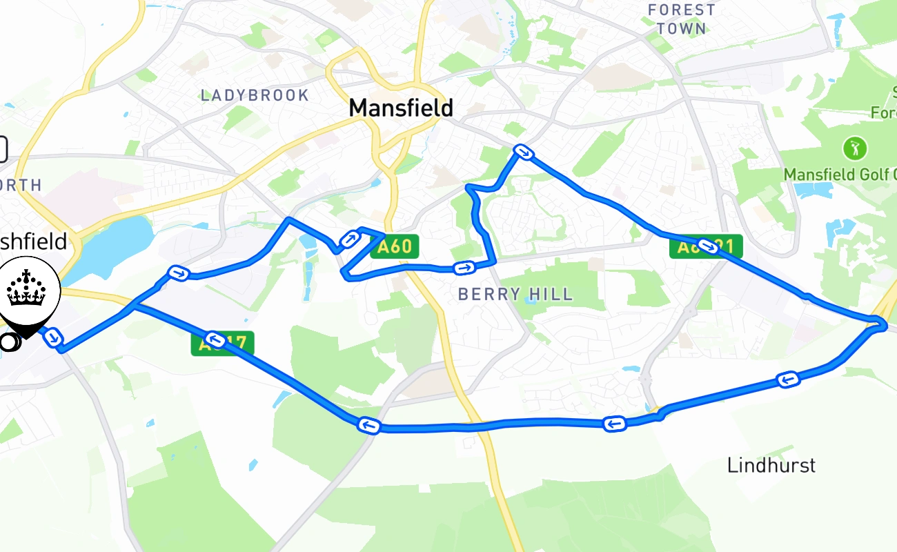 Ashfield 驾考路线 #334 地图 - ENG 英国