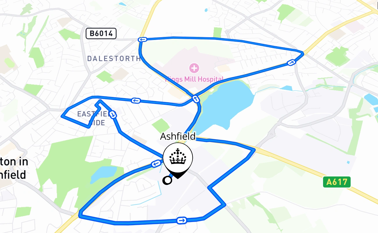 Ashfield 驾考路线 #336 地图 - ENG 英国