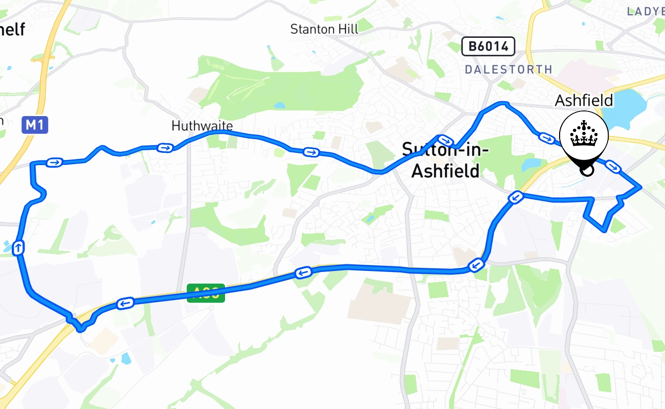 Ashfield 驾考路线 #2626 地图 - ENG 英国