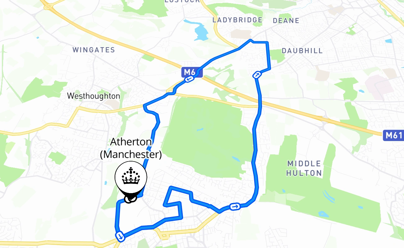 Atherton (Manchester) 驾考路线 #2622 地图 - ENG 英国