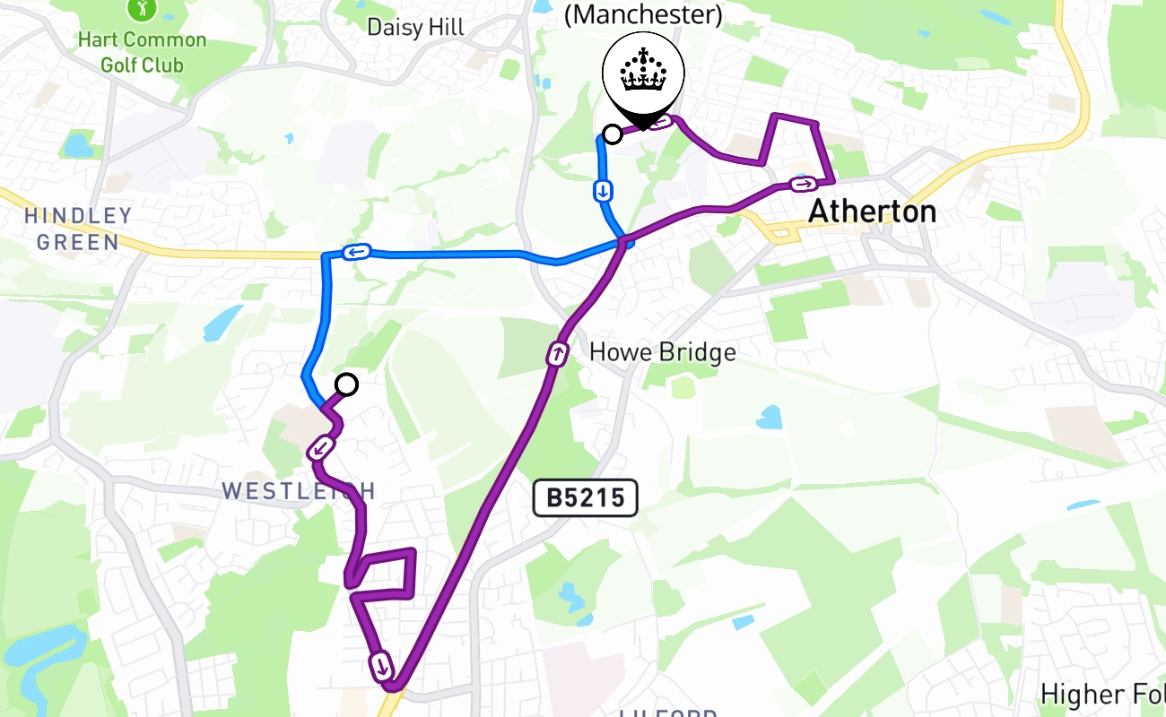 Atherton (Manchester) 驾考路线 #2623 地图 - ENG 英国