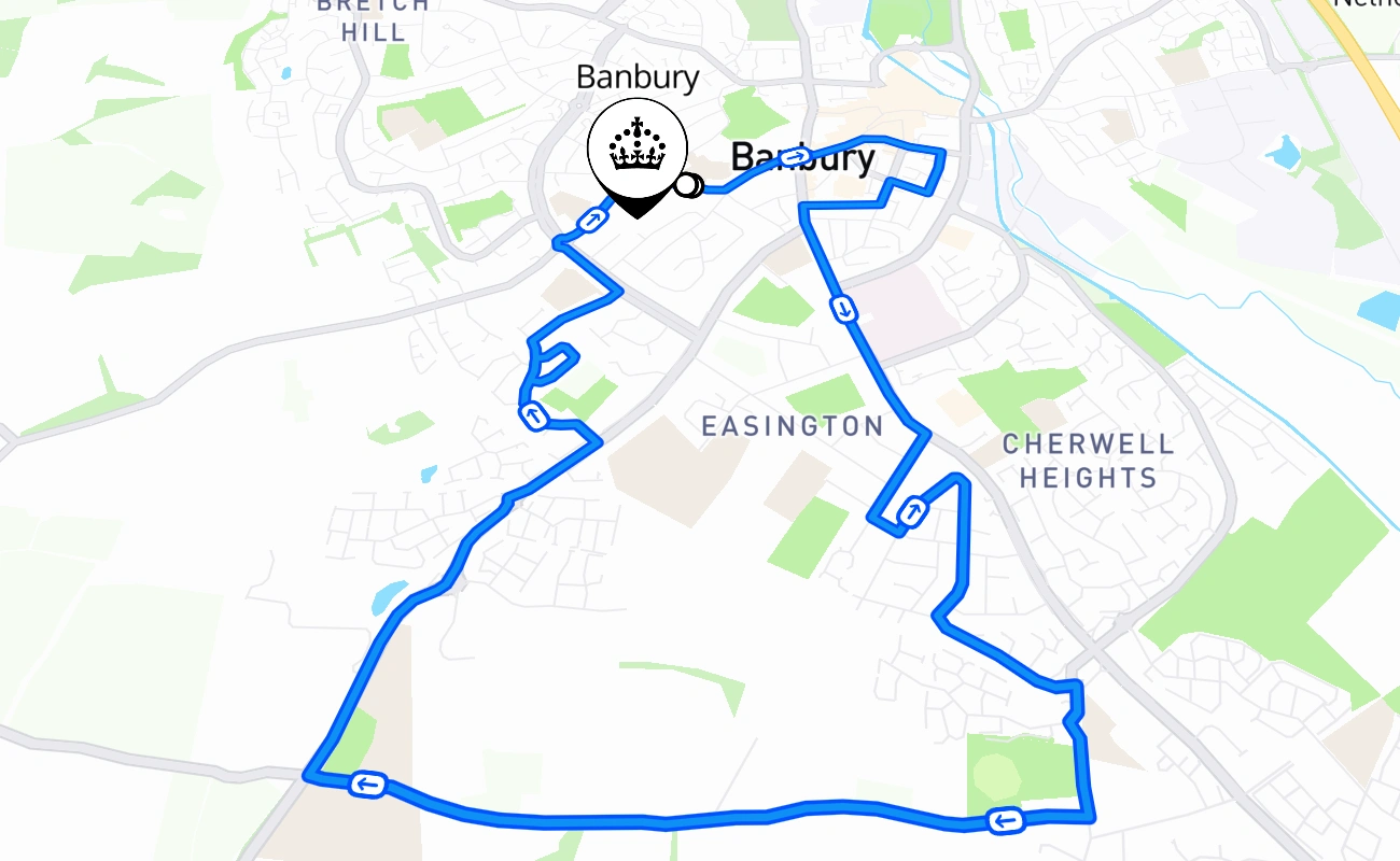 Banbury driving test route #2674 map - ENG United Kingdom