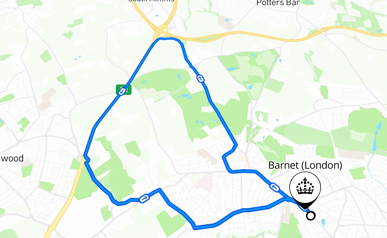 Barnet (London) 驾考路线 #516 地图 - ENG 英国