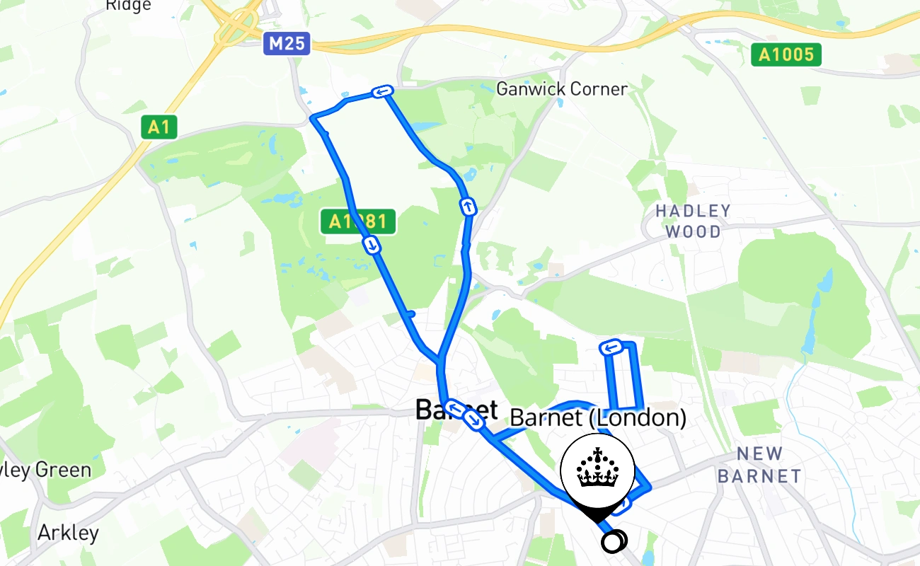 Barnet (London) 驾考路线 #517 地图 - ENG 英国