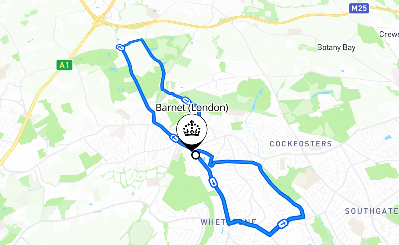 Barnet (London) 驾考路线 #518 地图 - ENG 英国