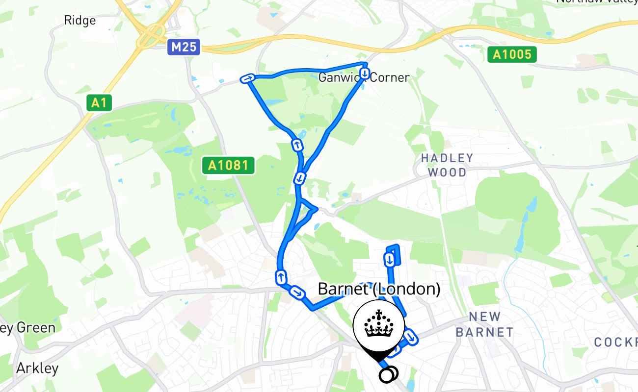 Barnet (London) 驾考路线 #519 地图 - ENG 英国