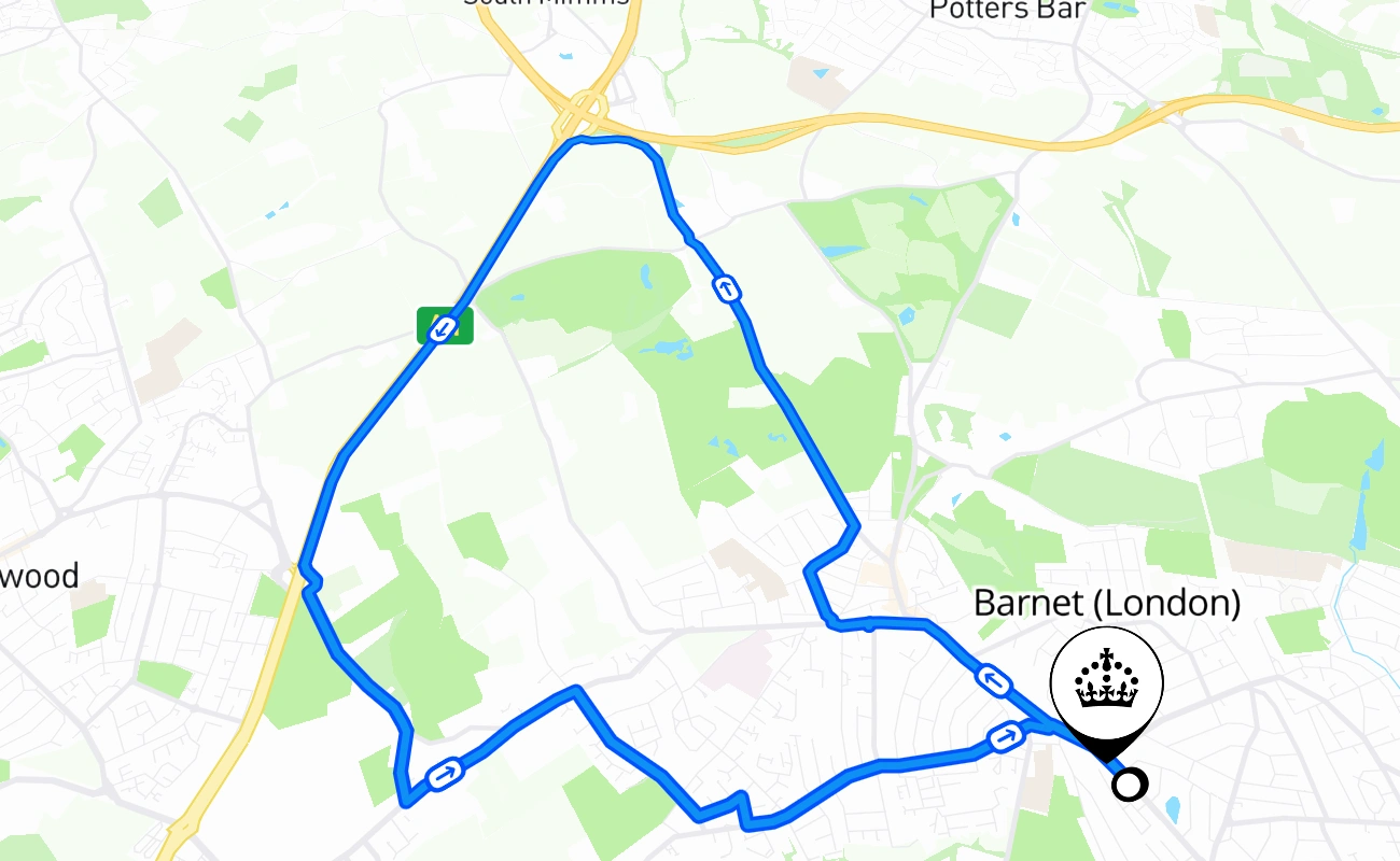 Barnet (London) 驾考路线 #520 地图 - ENG 英国