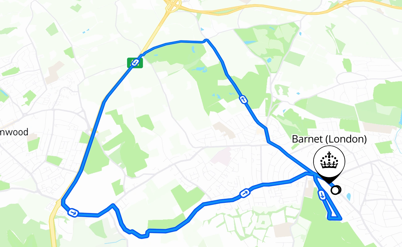 Barnet (London) 驾考路线 #523 地图 - ENG 英国