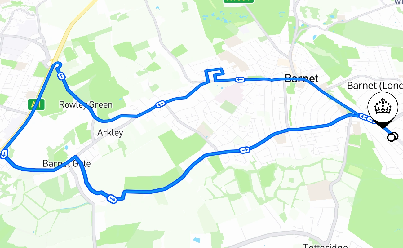 Barnet (London) 驾考路线 #524 地图 - ENG 英国