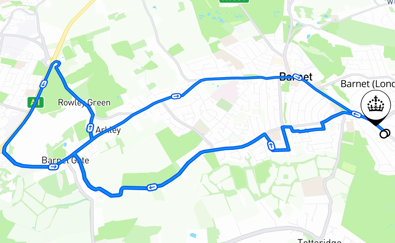 Barnet (London) 驾考路线 #525 地图 - ENG 英国