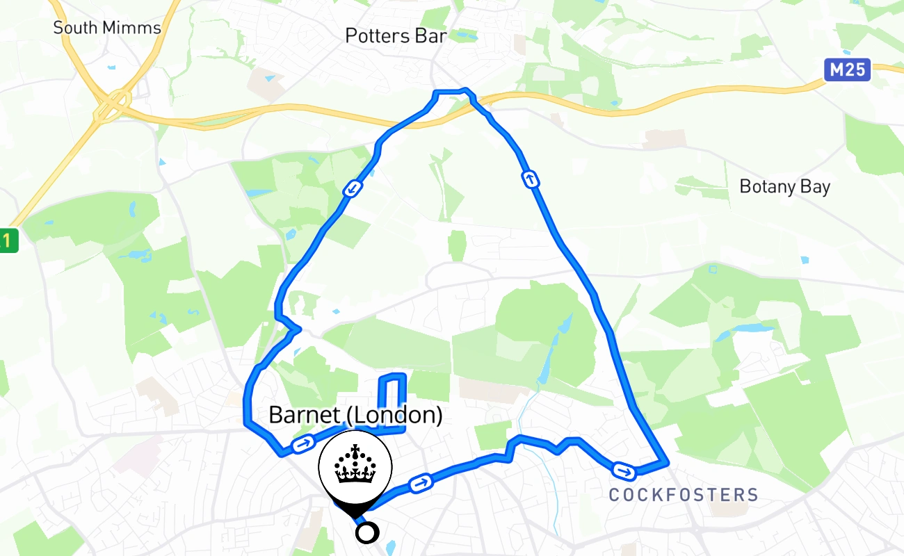 Barnet (London) 驾考路线 #526 地图 - ENG 英国