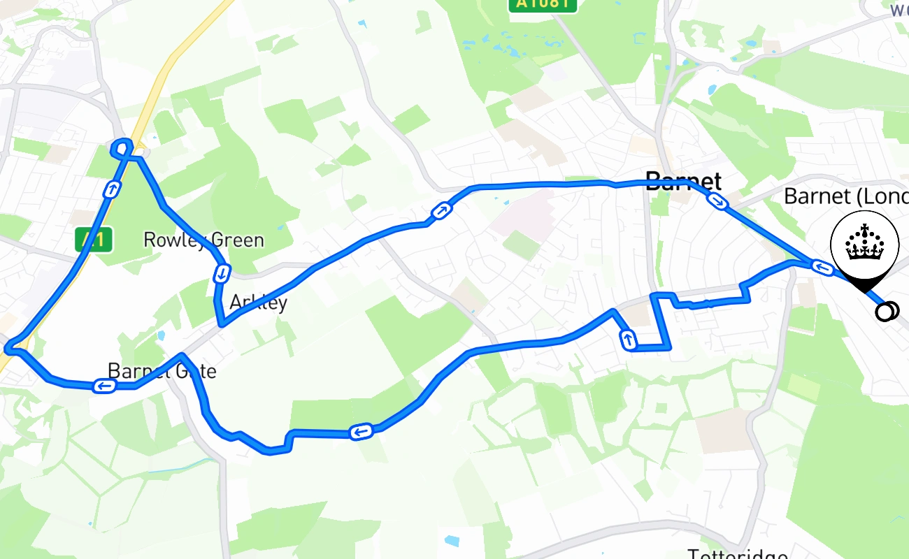 Barnet (London) 驾考路线 #527 地图 - ENG 英国