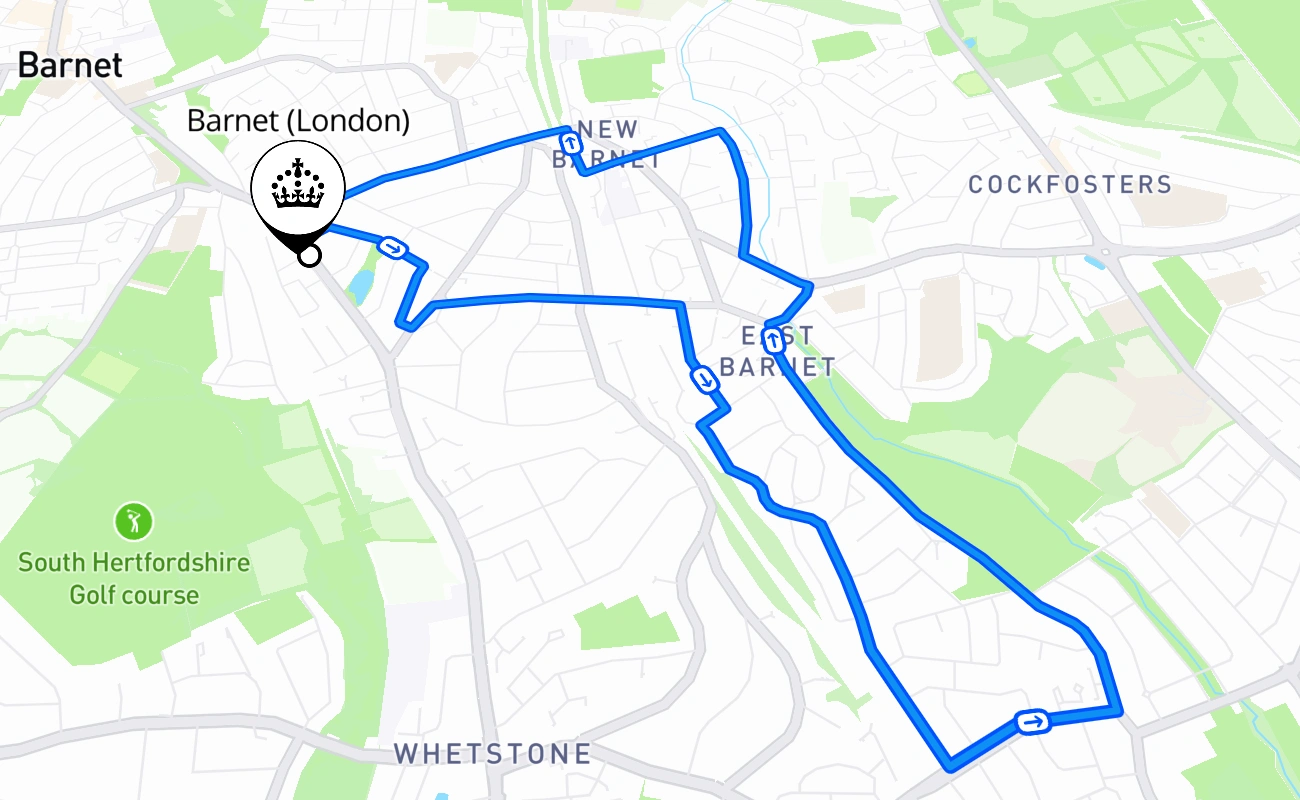 Barnet (London) 驾考路线 #2259 地图 - ENG 英国