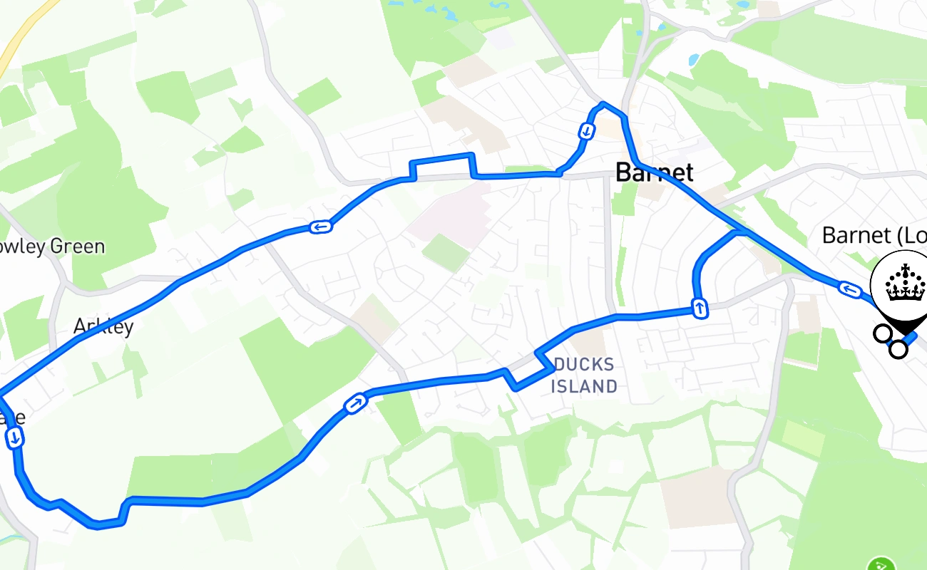 Barnet (London) 驾考路线 #2261 地图 - ENG 英国
