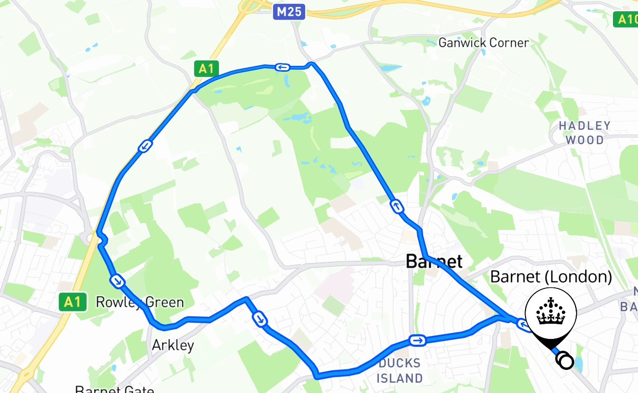 Barnet (London) 驾考路线 #2262 地图 - ENG 英国
