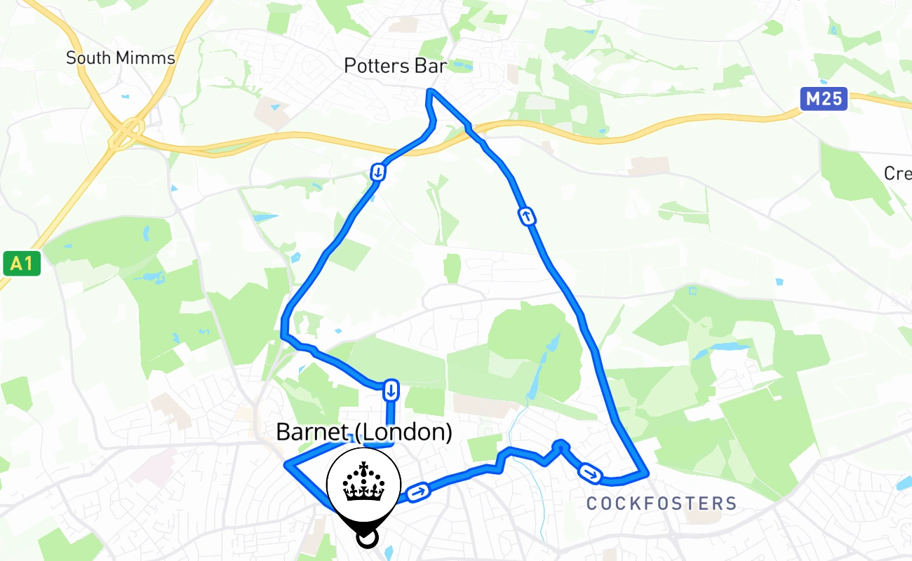 Barnet (London) 驾考路线 #2783 地图 - ENG 英国