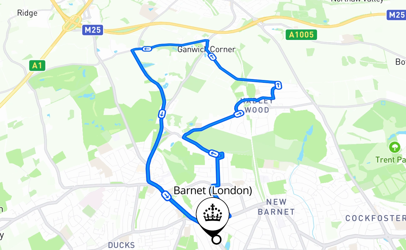 Barnet (London) 驾考路线 #2784 地图 - ENG 英国