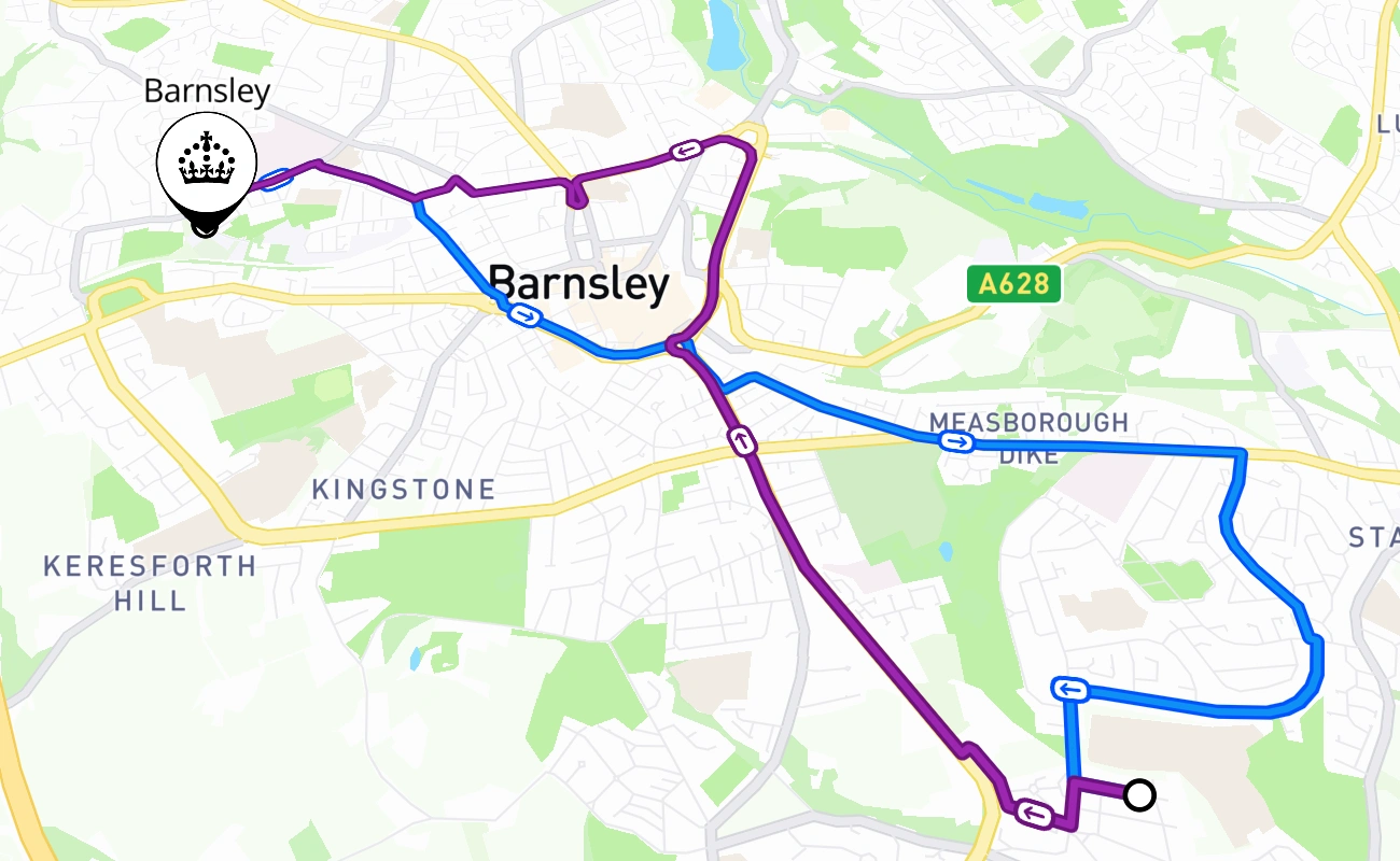 Barnsley 驾考路线 #2552 地图 - ENG 英国